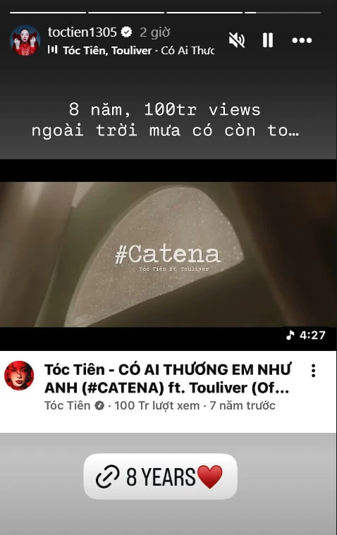 Tóc Tiên tâm trạng, nhắc về kỉ niệm cùng Touliver