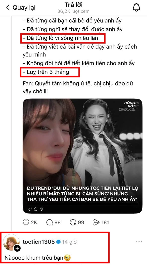 Tóc Tiên từng tái hợp, luỵ suốt 3 tháng sau khi tan vỡ