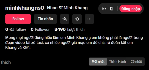 Tin nóng: Minh Khang lên tiếng đính chính sau nghi vấn chửi tài xế taxi