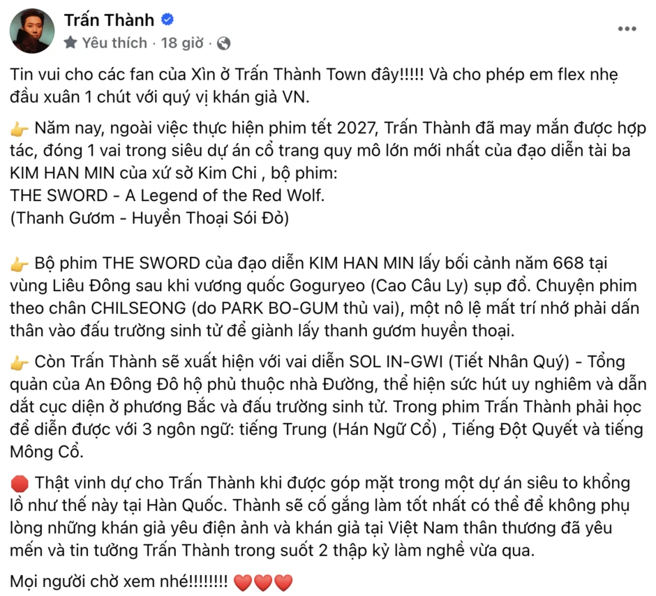 Trấn Thành học 3 ngôn ngữ cổ cho vai diễn tại phim Hàn Quốc: chi tiết luyện tập