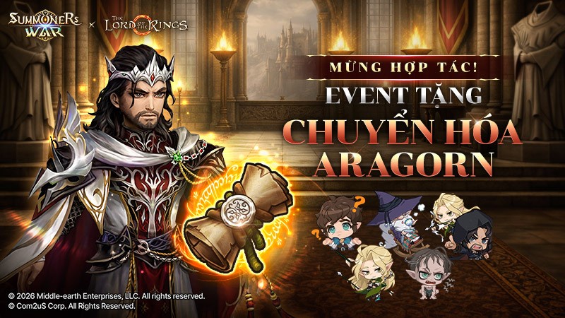Com2uS triển khai sự kiện Chuyển Hóa Aragorn nhân dịp hợp tác “Summoners War X The Lord of the Rings lqdqhkv