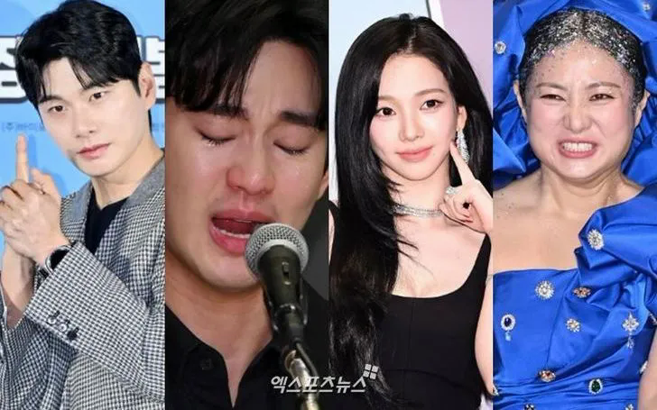 (Từ trái sang) Diễn viên Lee Yi-kyung, Kim Soo-hyun, Karina của nhóm nhạc aespa và diễn viên hài Park Na-rae (Ảnh: Xportsnews)