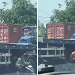 5 triệu người lạnh sống lưng khi xem clip 5 xe máy chui gầm container tránh tắc đường: Câu chuyện phía sau pemotor nekat terobos kolong truk kontainer demi hindari macet 1765888483155 17658884833771812337611