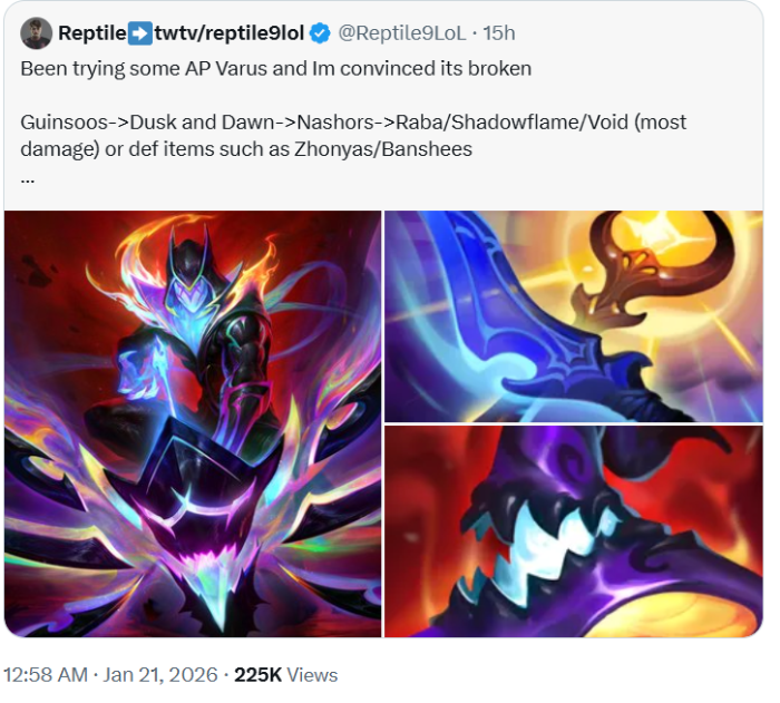 LMHT: Varus trở lại với lối xây dựng AP cùng Bình Minh Hoàng Hôn screenshot 7 6