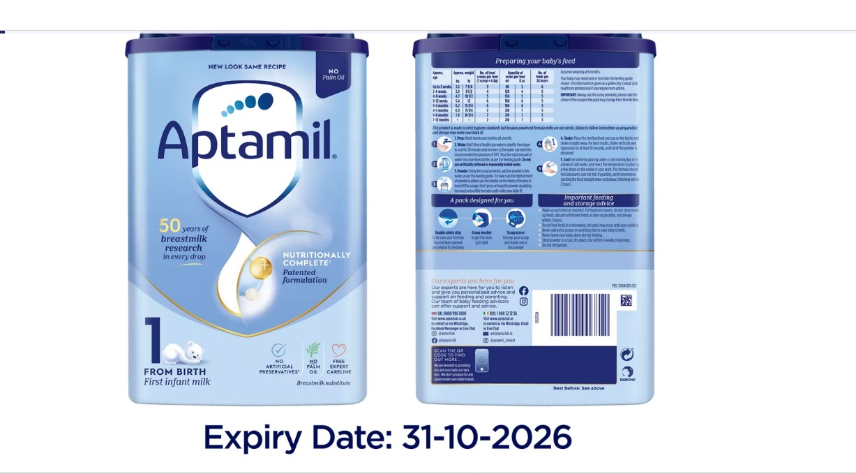 Hướng dẫn phân biệt các dòng sữa Aptamil Anh: Đâu là loại bị thu hồi?- Ảnh 1.