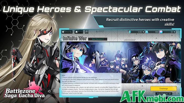 Battlezone Saga: Gacha Diva đưa bạn dẫn dắt các nữ chiến binh
