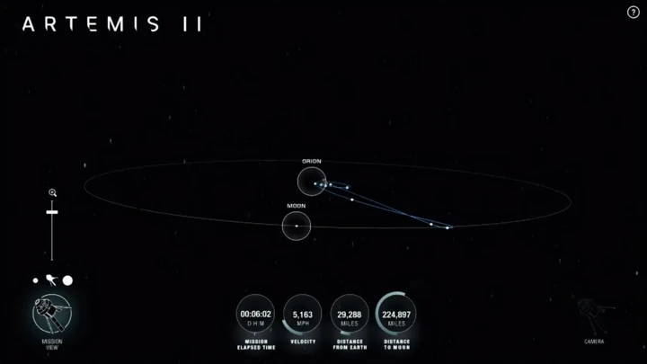 Cách theo dõi hành trình Artemis II qua dữ liệu thời gian thực
