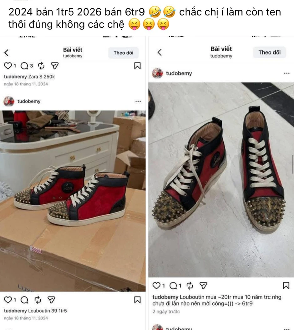Drama pass đồ của Á hậu Huyền My chưa dừng lại: Đôi giày từng đăng bán giá 1,5 triệu năm 2024 nay tăng giá lên thành 6,9 triệu Drama pass đồ của Á hậu Huyền My chưa dừng lại: Đôi giày từng đăng bán giá 1,5 triệu năm 2024 nay tăng giá lên thành 6,9 triệu