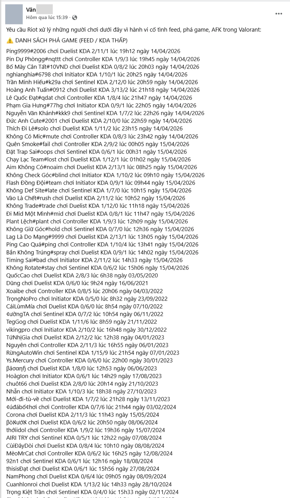 Game thủ quá bức xúc với tình trạng trong game, làm hẳn "sớ" tố cáo gửi lên Rito