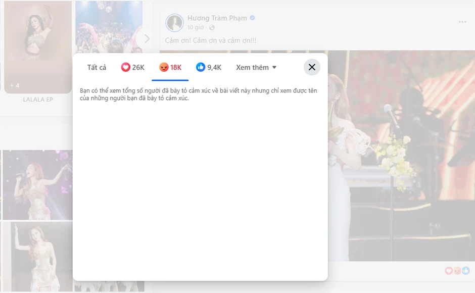 Hơn 18 nghìn lượt phẫn nộ bài đăng nhận giải Cống hiến của Hương Tràm