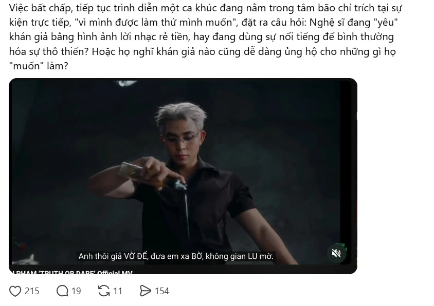 Jun Phạm cố chấp mang ca khúc bị chê phản cảm đi diễn, netizen tranh cãi