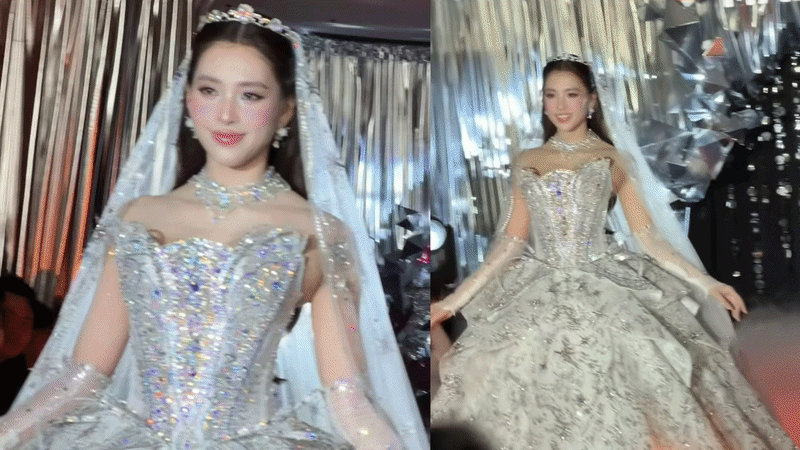 Không còn lời nào để khen cho nhan sắc của Hoa hậu Tiểu Vy khi làm cô dâu