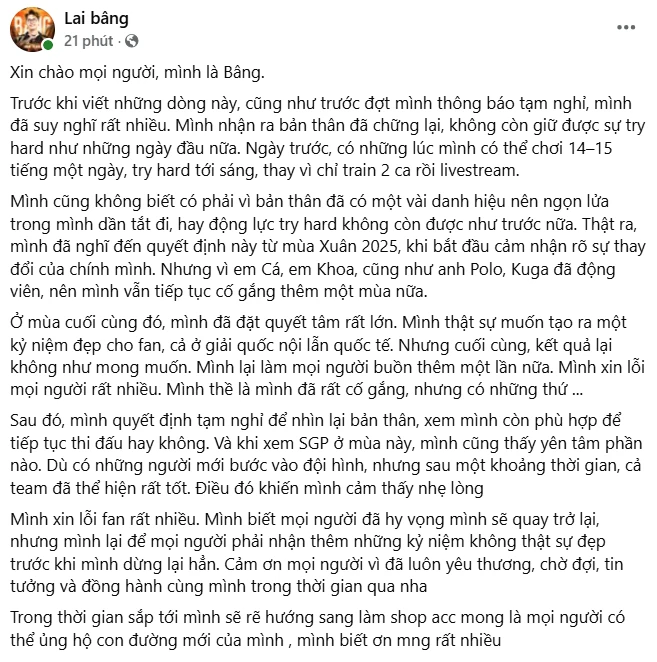 Lai Bâng thông báo tin s.ố.c cho cộng động Liên Quân, lần này không “đùa giỡn”?