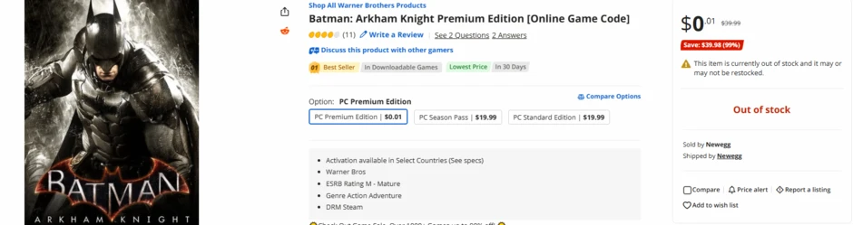 Một tựa game bom tấn bất ngờ niêm yết giá giảm 1.000 lần, "cháy kho" ngay khi người bán kịp nhận ra