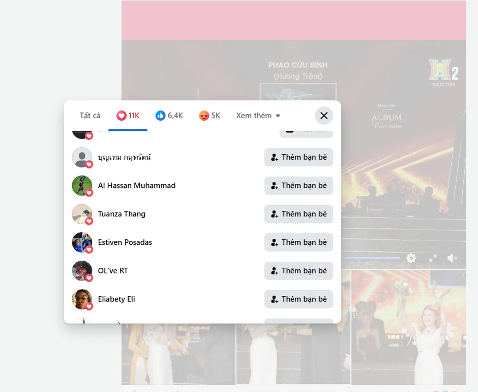 Nhiều tài khoản Ấn Độ, Châu Phi... thả tim vào bài đăng Hương Tràm nhận giải Cống hiến Nhiều tài khoản Ấn Độ, Châu Phi... thả tim vào bài đăng Hương Tràm nhận giải Cống hiến