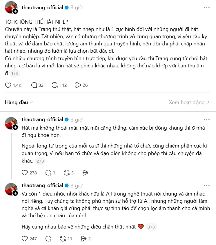 Nữ ca sĩ Việt thú nhận: Tôi không thể hát nhép