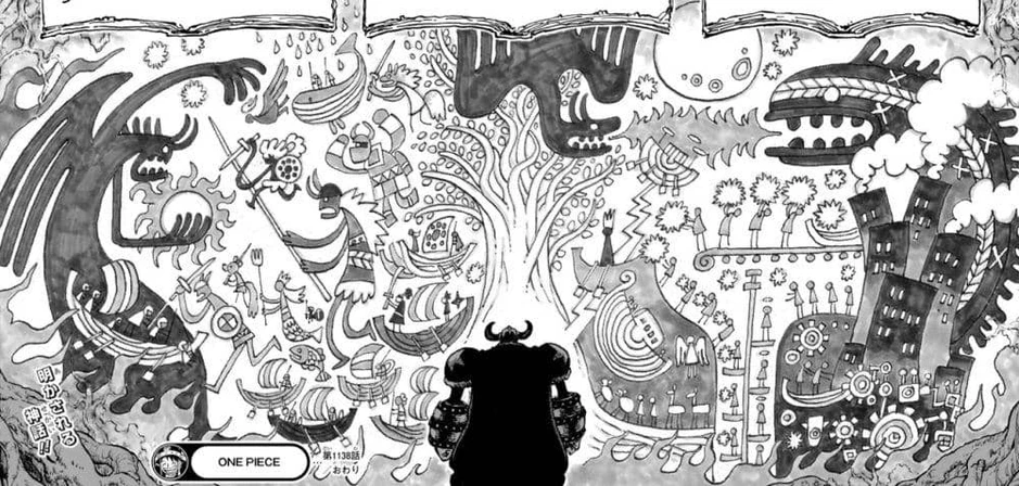 One Piece: Giả thuyết Imu là Thần Rừng trong bức bích họa cổ đại tại Elbaph