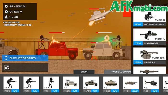 Stick Warfare: All Out War game phòng thủ phong cách thả lính