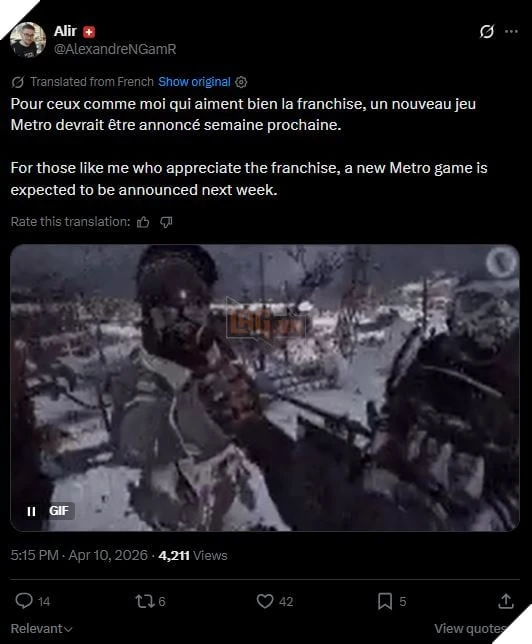 Thương Hiệu Game Bắn Súng Sinh Tồn Hậu Tận Thế Metro Dường Như Sắp Có Phần Mới Thương Hiệu Game Bắn Súng Sinh Tồn Hậu Tận Thế Metro Dường Như Sắp Có Phần Mới