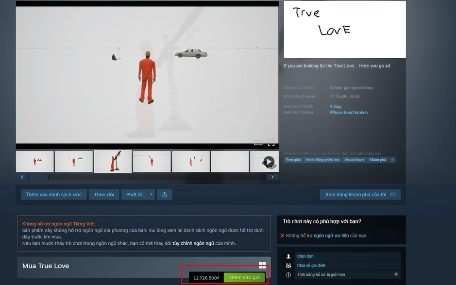 Xuất hiện tựa game lạ lùng trên Steam, giá hơn 12 triệu đồng, nội dung gây sốc toàn tập Xuất hiện tựa game lạ lùng trên Steam, giá hơn 12 triệu đồng, nội dung gây sốc toàn tập