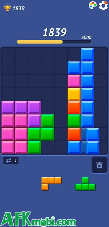Blocky Blast Puzzle game giải đố sắp xếp các khối thành đầy hàng