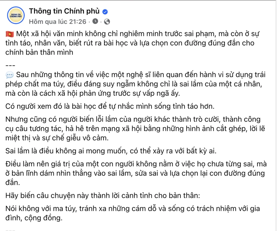 Chia sẻ của Phó viện trưởng Phi Thanh Vân về Miu Lê lên thẳng trang Thông tin Chính phủ