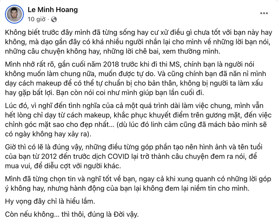 Chuyên gia trang điểm nổi tiếng đăng đàn tố một siêu mẫu vô ơn, nói xấu, Minh Tú bị gọi tên Chuyên gia trang điểm nổi tiếng đăng đàn tố một siêu mẫu vô ơn, nói xấu, Minh Tú bị gọi tên