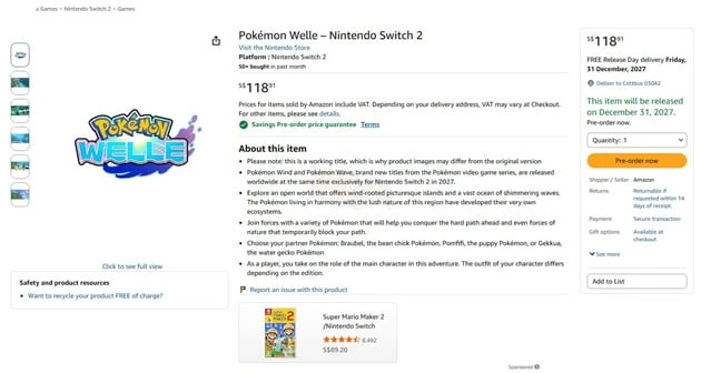 Pokemon Winds and Waves Dường Như Đã Rò Rỉ Giá Cả Trên Switch 2 Pokemon Winds and Waves Dường Như Đã Rò Rỉ Giá Cả Trên Switch 2
