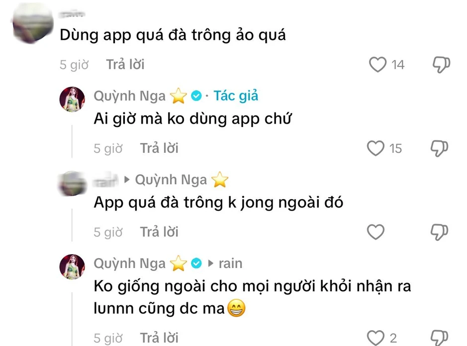 Quỳnh Nga nói thẳng khi bị chê dùng app quá đà, mặt lạ không thể nhận ra Quỳnh Nga nói thẳng khi bị chê dùng app quá đà, mặt lạ không thể nhận ra