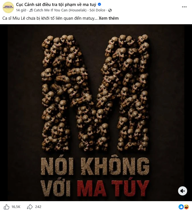 Sản phẩm mới của Sơn Tùng M-TP liên tục lên trang Cục Cảnh sát điều tra về tội phạm ma túy Sản phẩm mới của Sơn Tùng M-TP liên tục lên trang Cục Cảnh sát điều tra về tội phạm ma túy