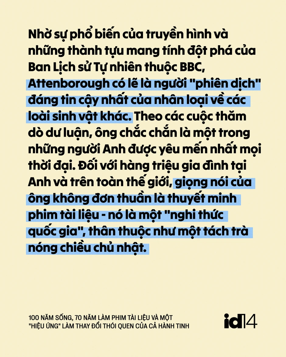 Sir David Attenborough: 100 năm sống, 70 năm làm phim tài liệu và một "hiệu ứng" làm thay đổi thói quen của cả hành tinh