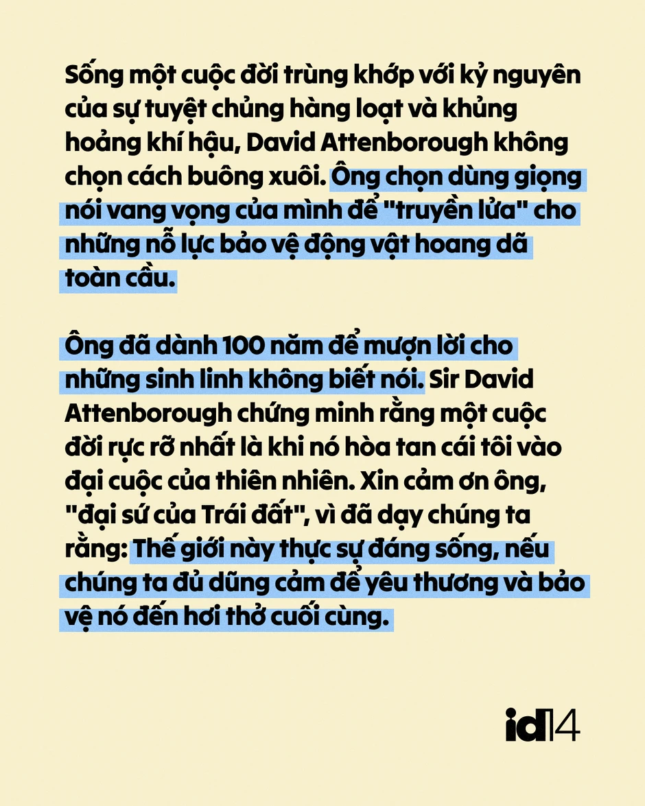 Sir David Attenborough: 100 năm sống, 70 năm làm phim tài liệu và một "hiệu ứng" làm thay đổi thói quen của cả hành tinh