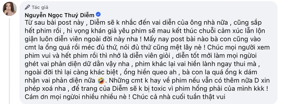 Thuý Diễm mệt mỏi vì Lương Thế Thành