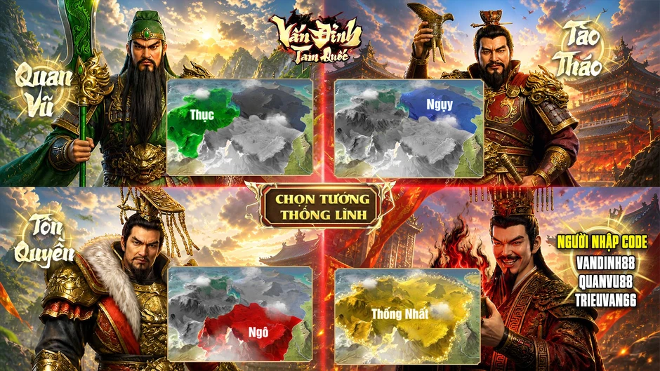 Vấn Đỉnh Tam Quốc ra mắt: Tặng Giftcode vô cùng hấp dẫn
