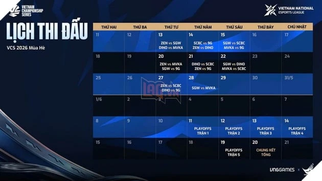 VCS 2026 MÙA HÈ KHỞI TRANH TỪ NGÀY 13/05 - LỊCH THI ĐẤU CHI TIẾT VCS 2026 MÙA HÈ KHỞI TRANH TỪ NGÀY 13/05 - LỊCH THI ĐẤU CHI TIẾT