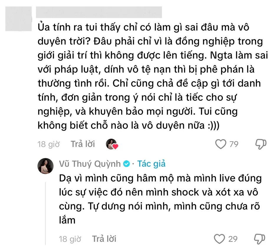 Vũ Thuý Quỳnh lên tiếng sau buổi livestream tranh cãi liên quan Miu Lê, đáp trả luôn thắc mắc về Đức Phạm Vũ Thuý Quỳnh lên tiếng sau buổi livestream tranh cãi liên quan Miu Lê, đáp trả luôn thắc mắc về Đức Phạm