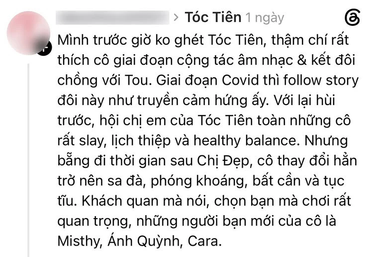 Chị đẹp Tóc Tiên "var" thẳng netizen kém duyên, đập tan định kiến "thay đổi tiêu cực" từ khi chơi với hội bạn MisThy