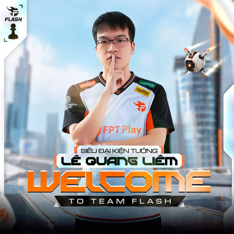 Kỳ thủ Lê Quang Liêm bất ngờ gia nhập Team Flash