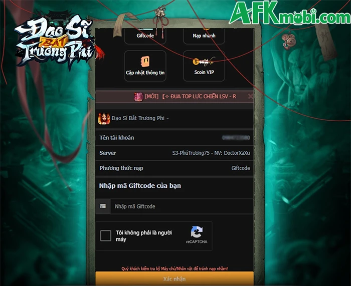 Tổng hợp gift code game Đạo Sĩ Bắt Trương Phi mới nhất