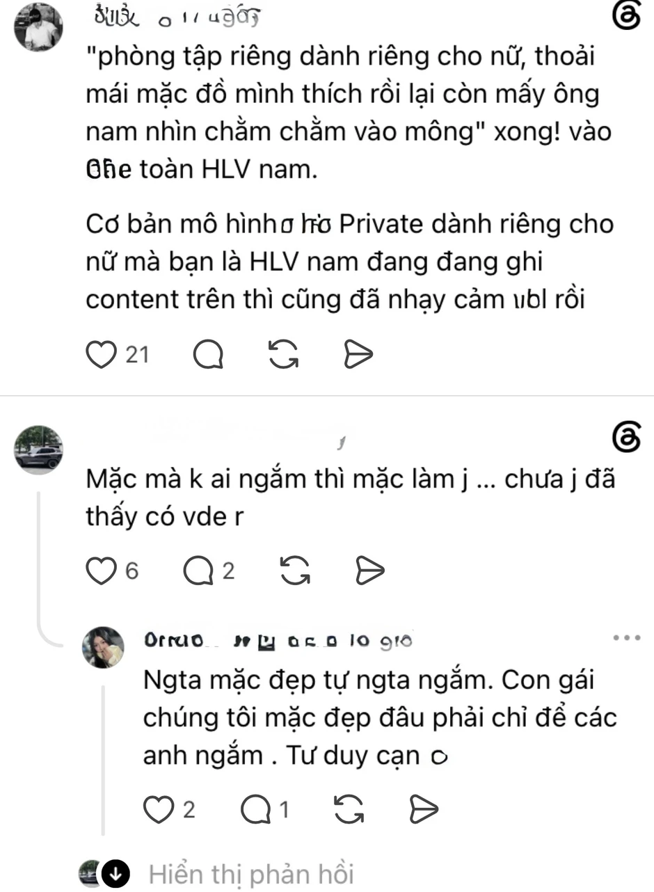 Tranh cãi mô hình phòng gym nữ "private" nhưng huấn luyện viên là nam Tranh cãi mô hình phòng gym nữ "private" nhưng huấn luyện viên là nam