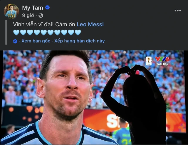 4 chữ ngắn gọn Mỹ Tâm nhắn gửi thần tượng Messi sau chung kết World Cup 2026 4 chữ ngắn gọn Mỹ Tâm nhắn gửi thần tượng Messi sau chung kết World Cup 2026