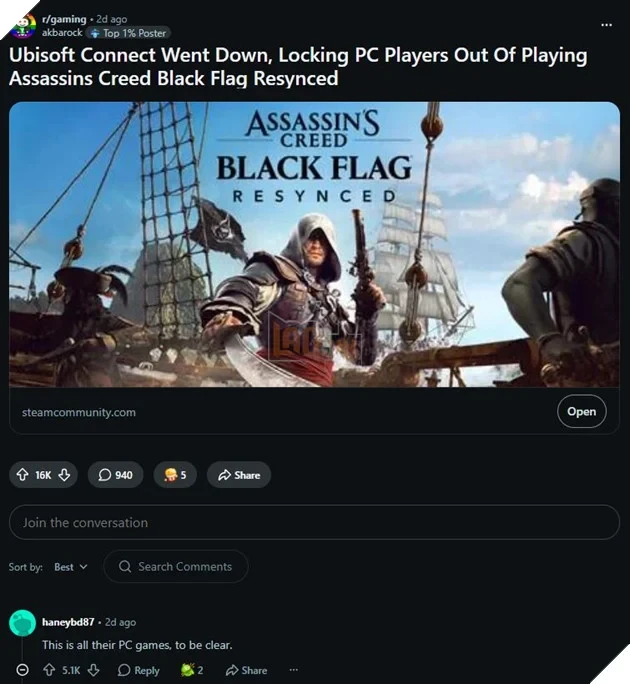 Assassin's Creed Black Flag Resynced Bất Ngờ Không Chơi Được Vì Lỗi Ubisoft Connect Assassin's Creed Black Flag Resynced Bất Ngờ Không Chơi Được Vì Lỗi Ubisoft Connect
