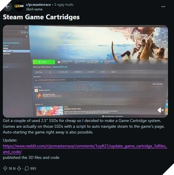 Độc Lạ Game Thủ PC Ngồi Chế Đầu Đọc Ổ Cứng SSD Cài Sẵn Game Steam, Cắm Vào Là Chơi Được Độc Lạ Game Thủ PC Ngồi Chế Đầu Đọc Ổ Cứng SSD Cài Sẵn Game Steam, Cắm Vào Là Chơi Được