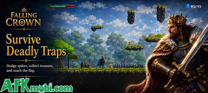 Falling Crown game hành động 2D cuộn cảnh theo lối chặt chém