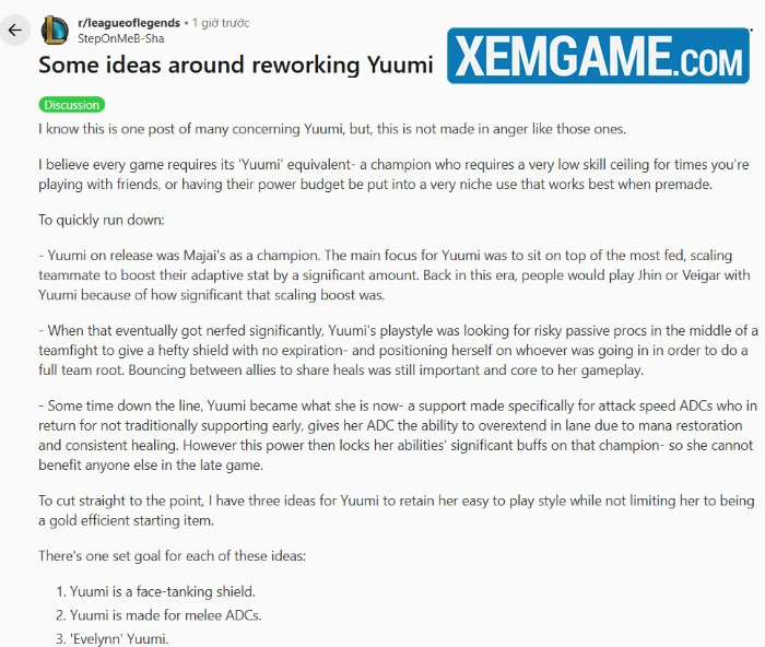 Game thủ LMHT hiến kế 3 phương án làm lại Yuumi: tài hay không?