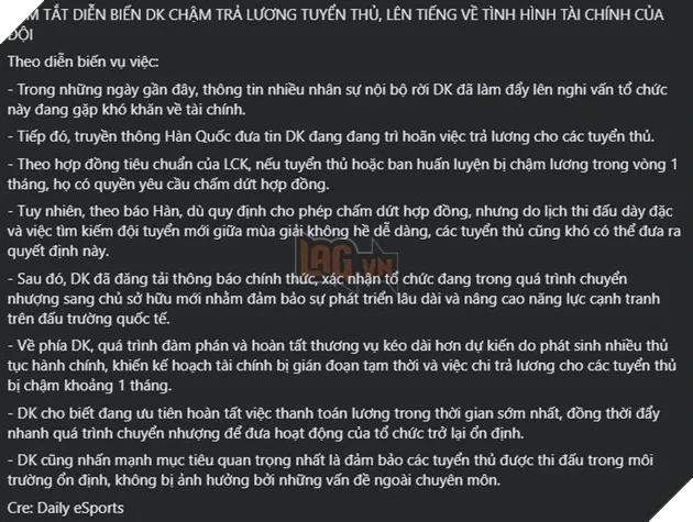 LMHT: Dplus KIA Xác Nhận Chậm Lương, Tuyển Thủ Có Quyền Rời Đội Theo Quy Định LCK