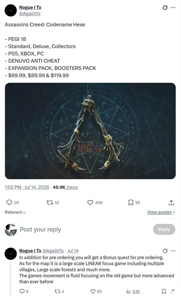 Rò Rỉ Tin Đồn Assassin's Creed Hexe Có Thể Ra Mắt Giữa Năm 2027