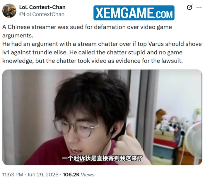 Streamer LMHT bất ngờ bị khán giả kiện ra tòa vì tranh cãi ingame Streamer LMHT bất ngờ bị khán giả kiện ra tòa vì tranh cãi ingame