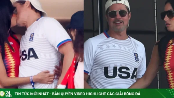 Brad Pitt hôn bạn gái trên khán đài World Cup kenhtingame com thumb brad pitt hon ban gai tren khan dai world cup f3421783852239609 940w