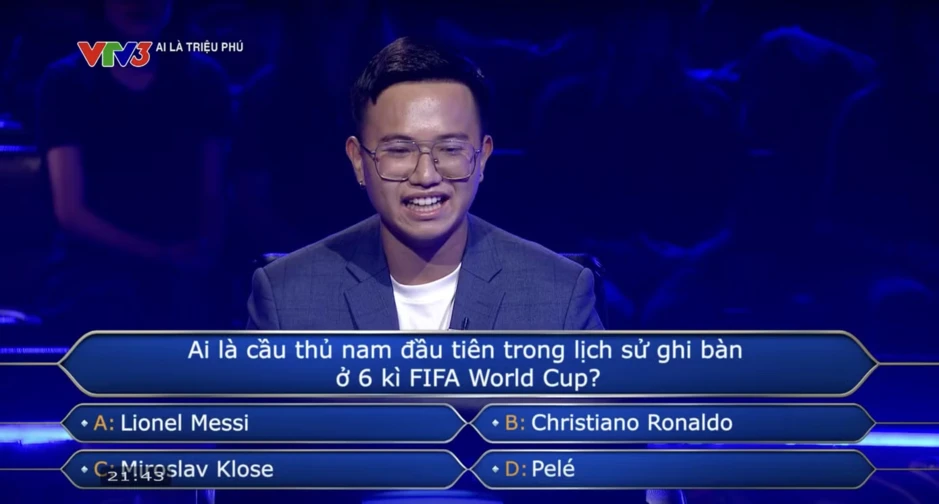 Ai là triệu phú ghi sai tên Ronaldo Ai là triệu phú ghi sai tên Ronaldo